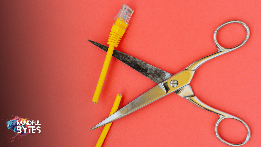 scissors cutting an internet cable