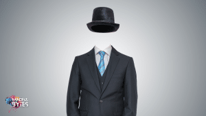 invisible man wearing suit and hat